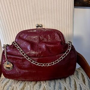 charles David large leather kiss lock bag